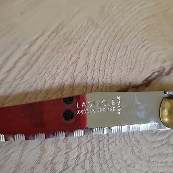 Vintage Laguiole Blue and Gold Knife Set Of 6 with Block - Picture 4 of 9